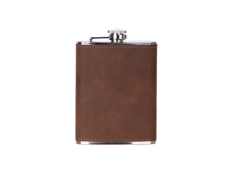 Engravable 8oz Stainless Steel Flask with PU Cover - Pack of 10 - Joto Imaging Supplies US